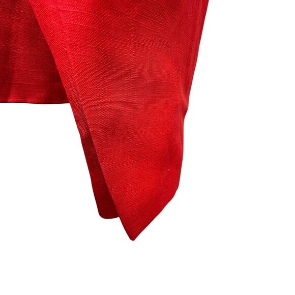 J. Peterman Red Blazer Size 4 Silk Linen Blend Tie Front Womens Preppy Jacket - Picture 6 of 9
